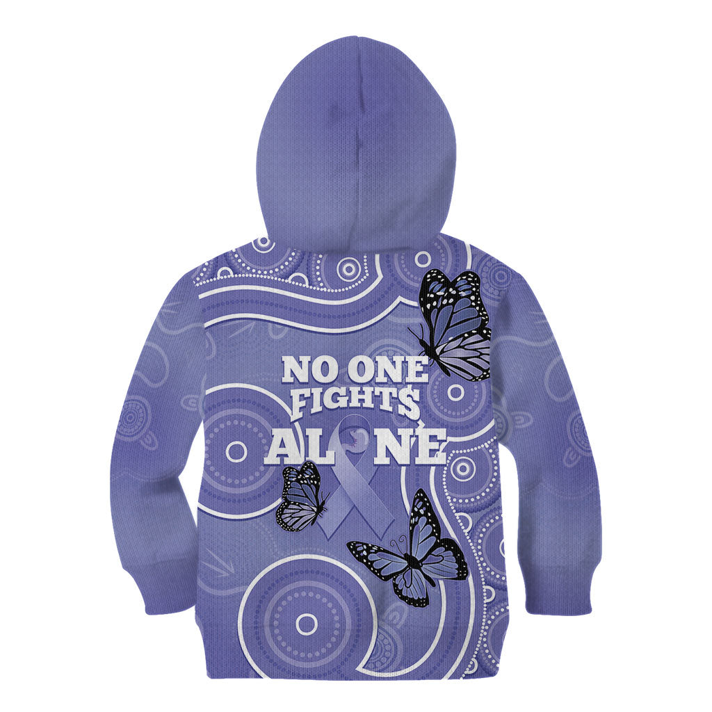 Australia Stomach Cancer Support Kid Hoodie No One Fights Alone Aboriginal Art