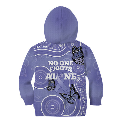 Australia Stomach Cancer Support Kid Hoodie No One Fights Alone Aboriginal Art