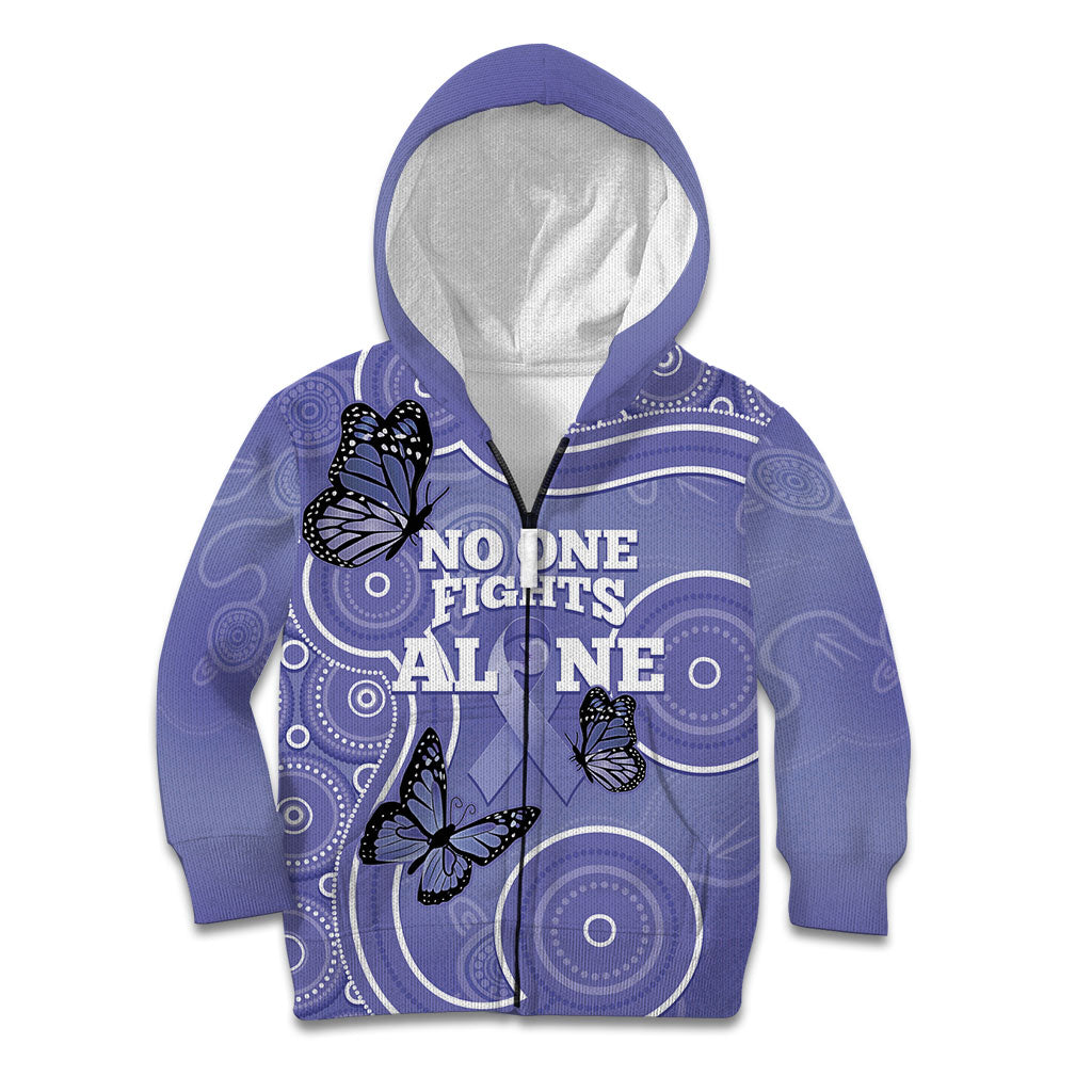 Australia Stomach Cancer Support Kid Hoodie No One Fights Alone Aboriginal Art