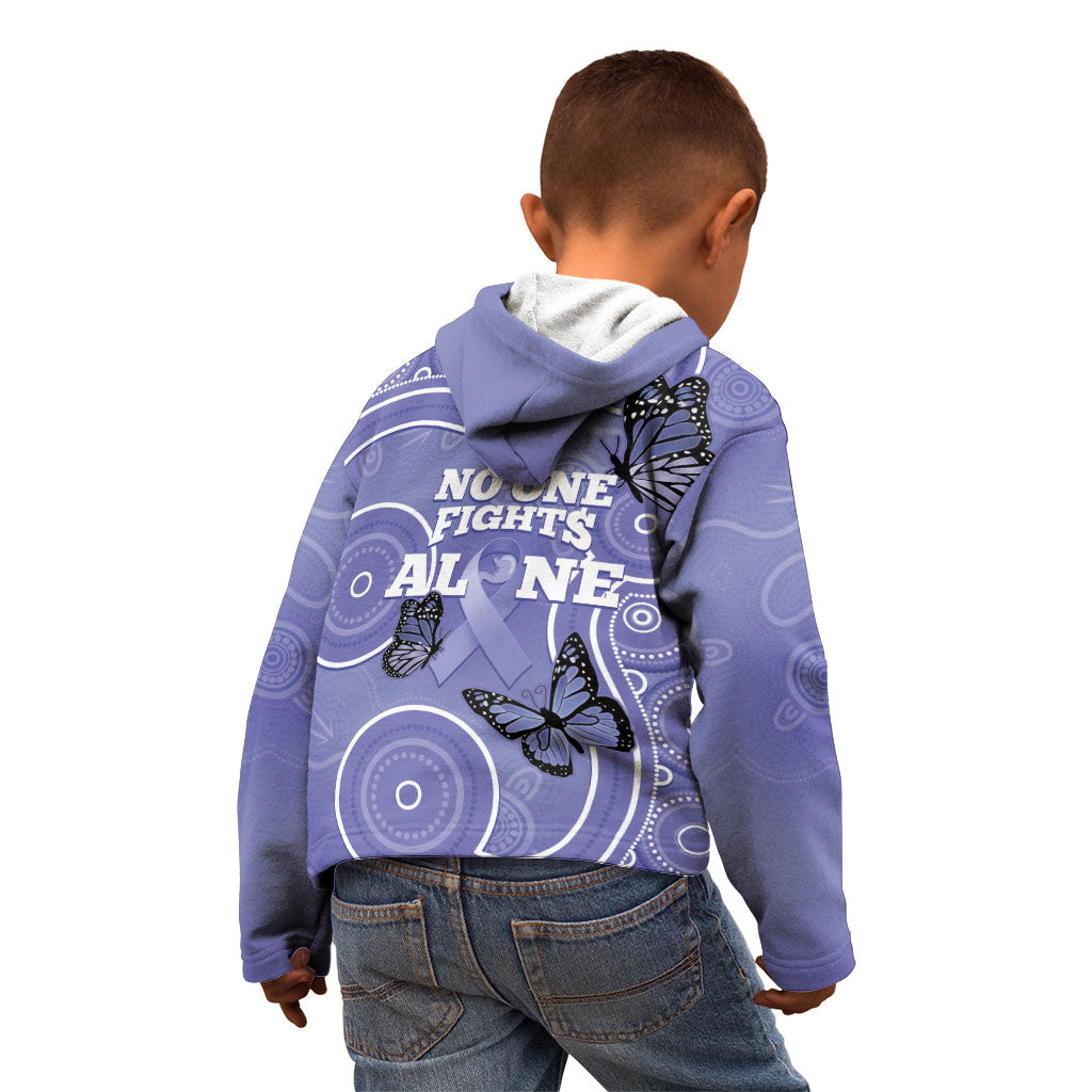 Australia Stomach Cancer Support Kid Hoodie No One Fights Alone Aboriginal Art