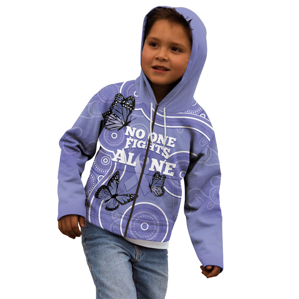 Australia Stomach Cancer Support Kid Hoodie No One Fights Alone Aboriginal Art