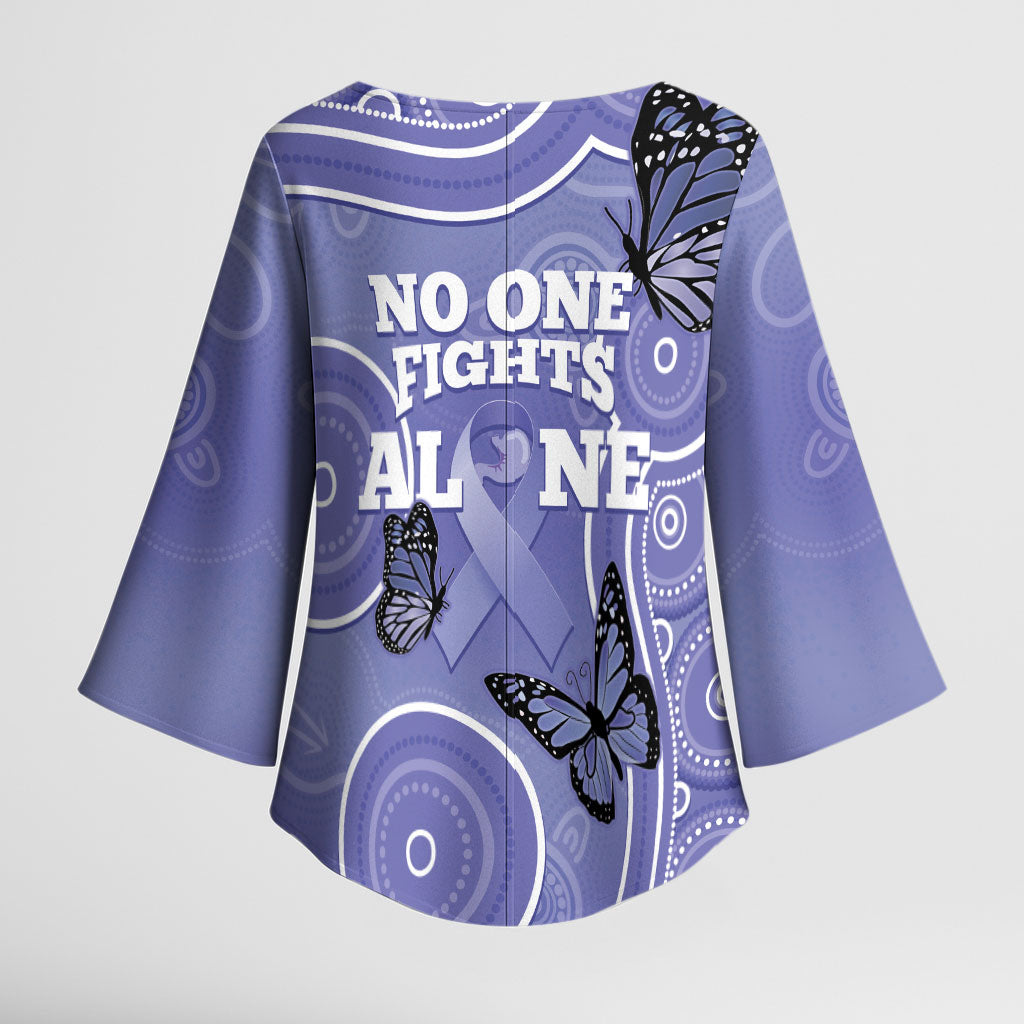 Australia Stomach Cancer Support Kimono Sleeve Blouse No One Fights Alone Aboriginal Art