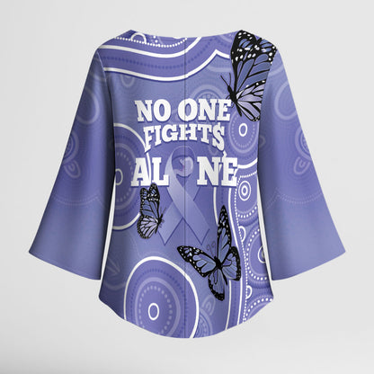 Australia Stomach Cancer Support Kimono Sleeve Blouse No One Fights Alone Aboriginal Art