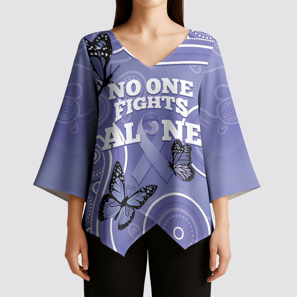 Australia Stomach Cancer Support Kimono Sleeve Blouse No One Fights Alone Aboriginal Art