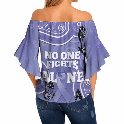 Australia Stomach Cancer Support Off Shoulder Wrap Waist Top No One Fights Alone Aboriginal Art