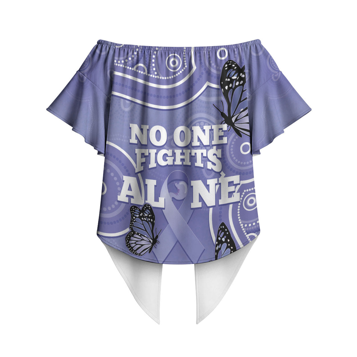 Australia Stomach Cancer Support Off Shoulder Wrap Waist Top No One Fights Alone Aboriginal Art
