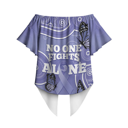 Australia Stomach Cancer Support Off Shoulder Wrap Waist Top No One Fights Alone Aboriginal Art
