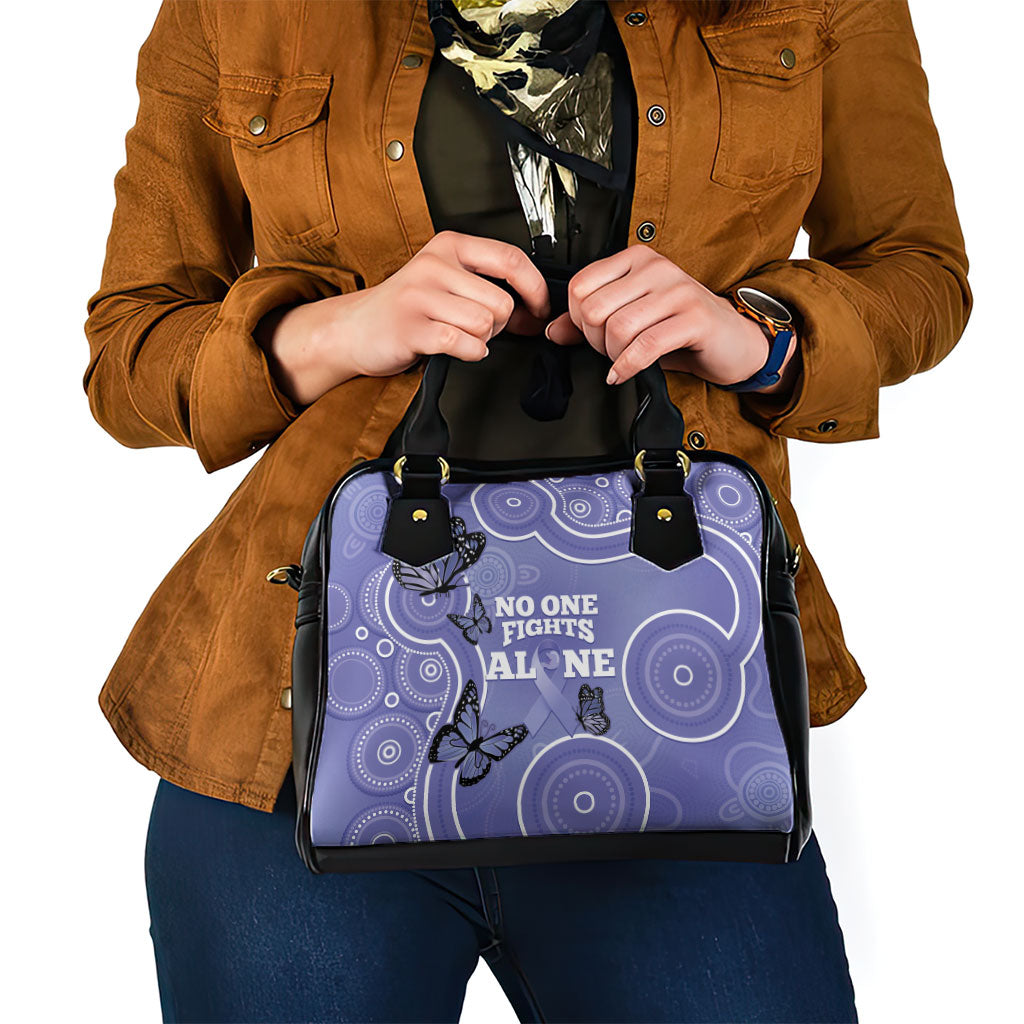 Australia Stomach Cancer Support Shoulder Handbag No One Fights Alone Aboriginal Art