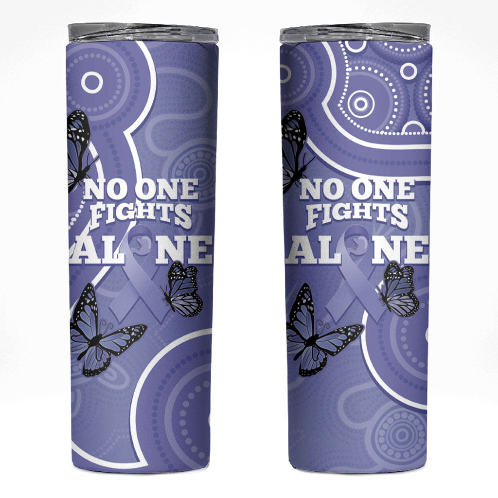 Australia Stomach Cancer Support Skinny Tumbler No One Fights Alone Aboriginal Art