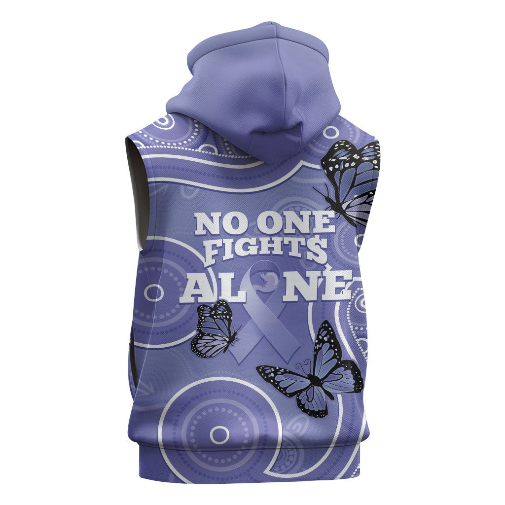 Australia Stomach Cancer Support Sleeveless Hoodie No One Fights Alone Aboriginal Art
