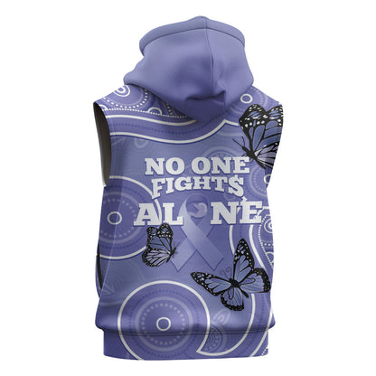 Australia Stomach Cancer Support Sleeveless Hoodie No One Fights Alone Aboriginal Art