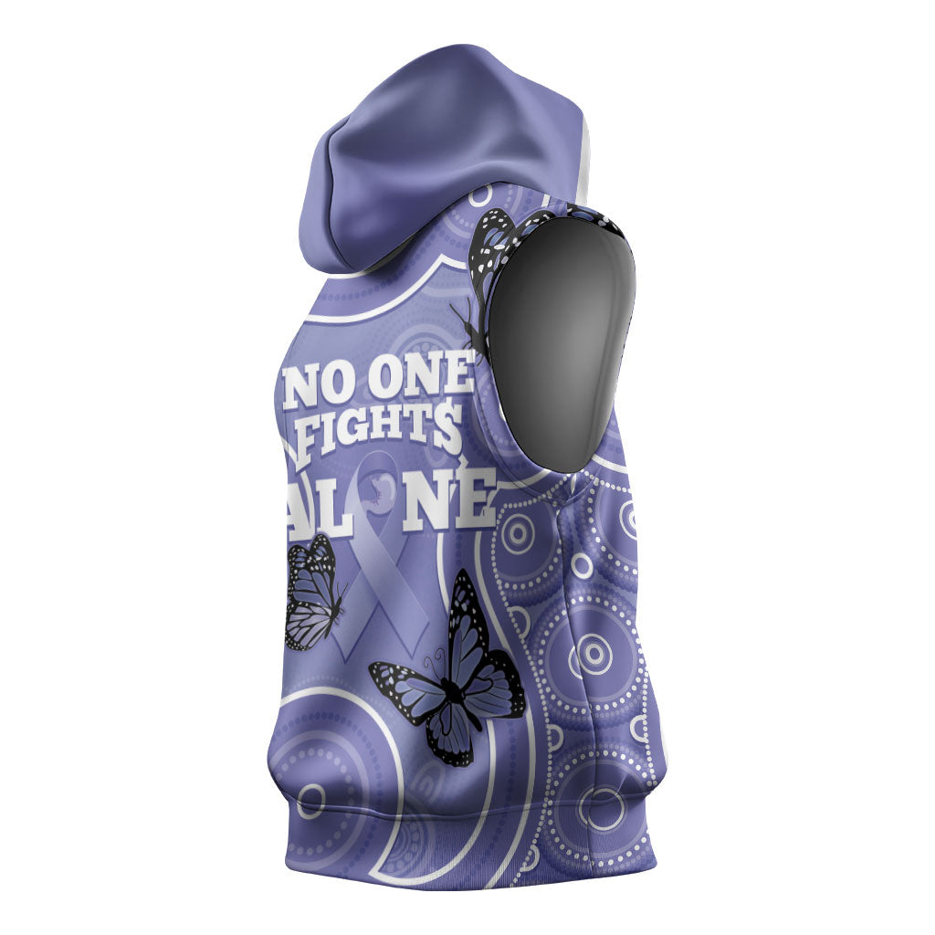 Australia Stomach Cancer Support Sleeveless Hoodie No One Fights Alone Aboriginal Art