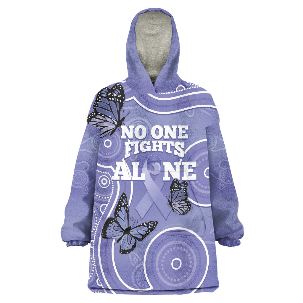 Australia Stomach Cancer Support Wearable Blanket Hoodie No One Fights Alone Aboriginal Art