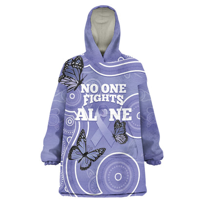 Australia Stomach Cancer Support Wearable Blanket Hoodie No One Fights Alone Aboriginal Art