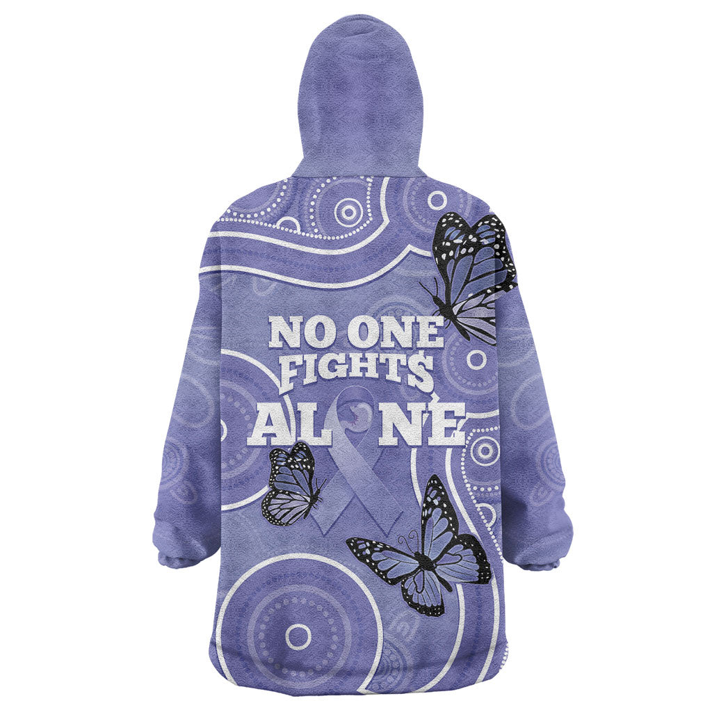 Australia Stomach Cancer Support Wearable Blanket Hoodie No One Fights Alone Aboriginal Art