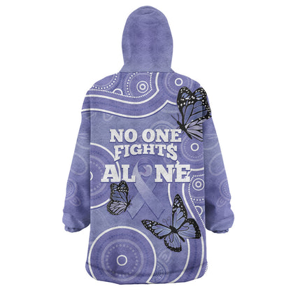 Australia Stomach Cancer Support Wearable Blanket Hoodie No One Fights Alone Aboriginal Art