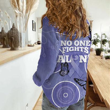 Australia Stomach Cancer Support Women Casual Shirt No One Fights Alone Aboriginal Art