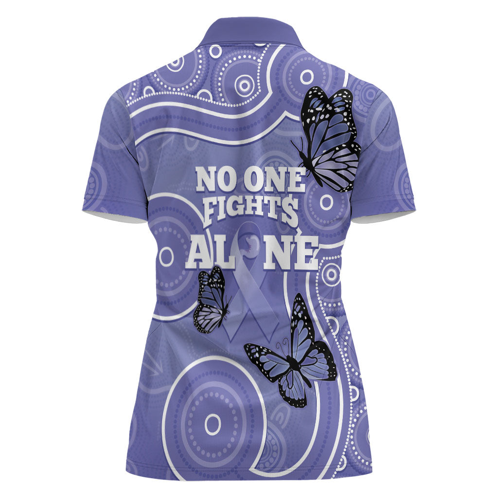Australia Stomach Cancer Support Women Polo Shirt No One Fights Alone Aboriginal Art