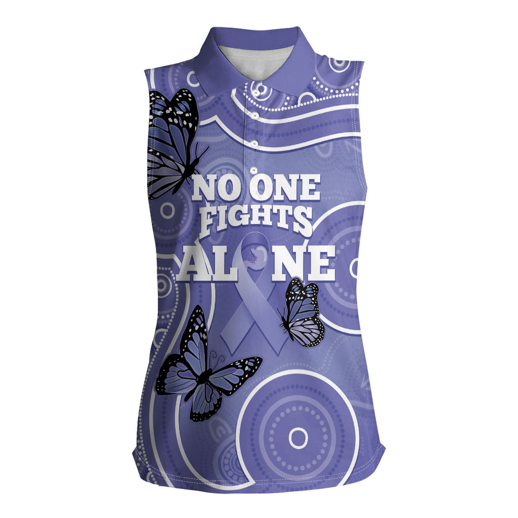 Australia Stomach Cancer Support Women Sleeveless Polo Shirt No One Fights Alone Aboriginal Art