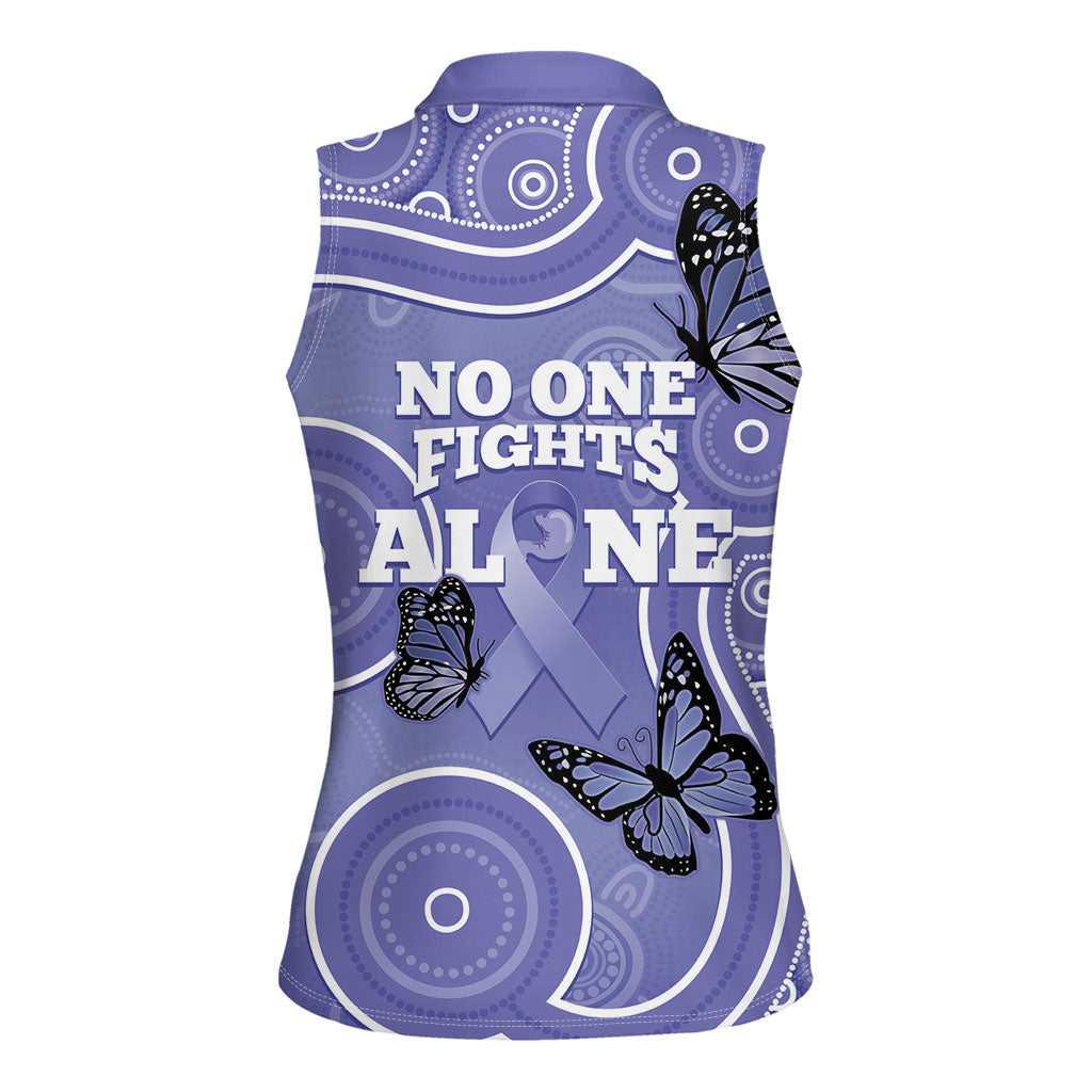 Australia Stomach Cancer Support Women Sleeveless Polo Shirt No One Fights Alone Aboriginal Art