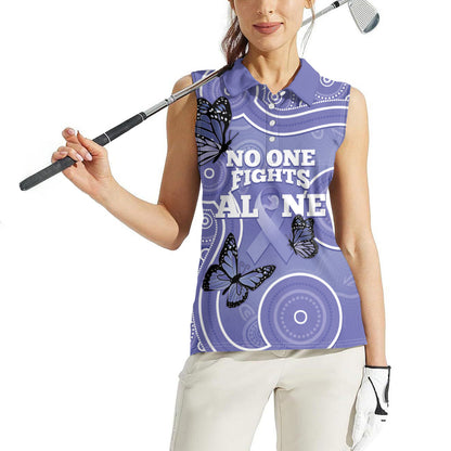 Australia Stomach Cancer Support Women Sleeveless Polo Shirt No One Fights Alone Aboriginal Art
