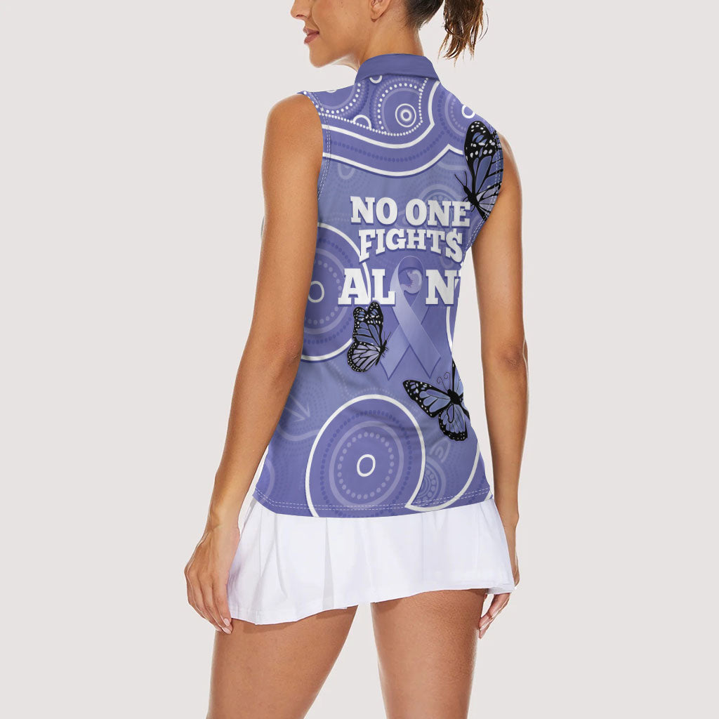 Australia Stomach Cancer Support Women Sleeveless Polo Shirt No One Fights Alone Aboriginal Art