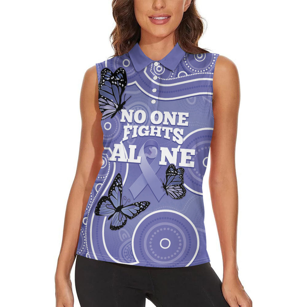 Australia Stomach Cancer Support Women Sleeveless Polo Shirt No One Fights Alone Aboriginal Art