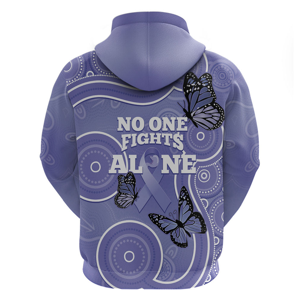 Australia Stomach Cancer Support Zip Hoodie No One Fights Alone Aboriginal Art