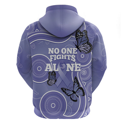 Australia Stomach Cancer Support Zip Hoodie No One Fights Alone Aboriginal Art