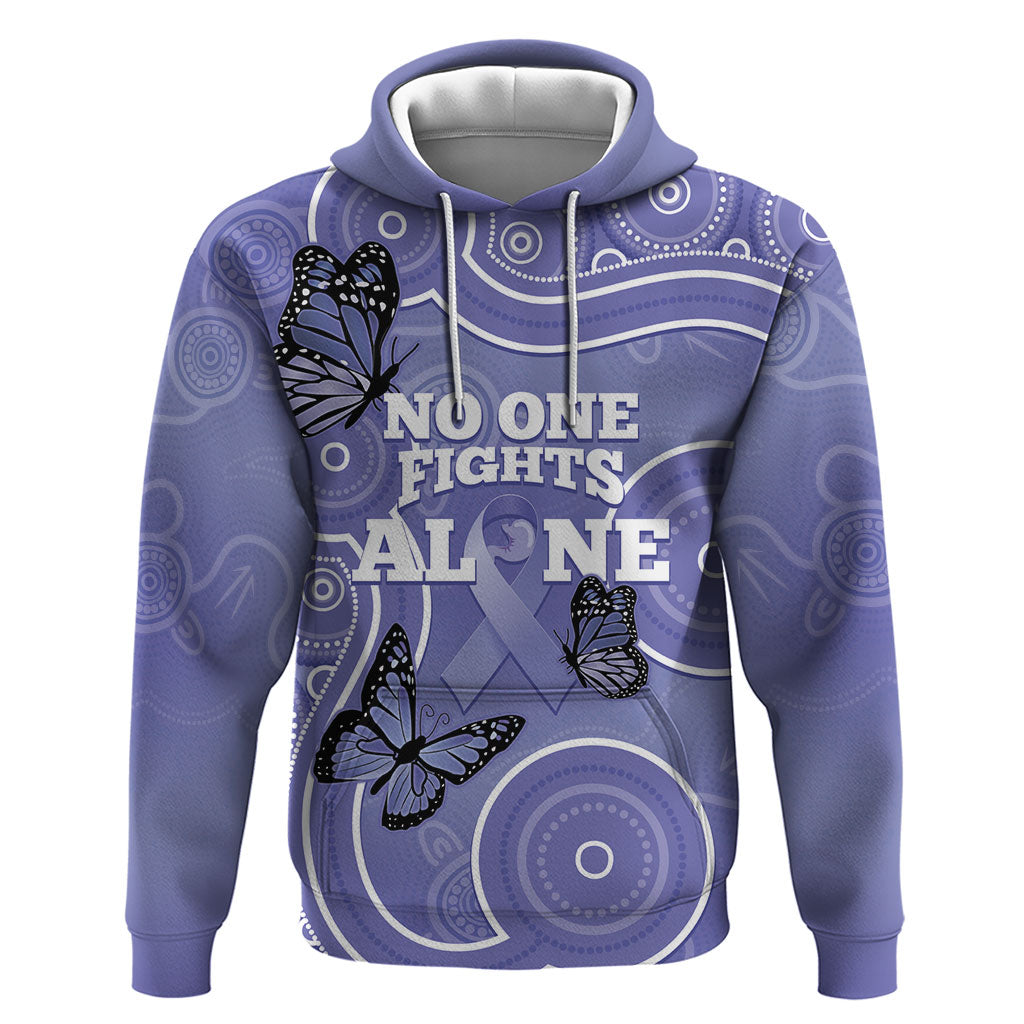 Australia Stomach Cancer Support Zip Hoodie No One Fights Alone Aboriginal Art