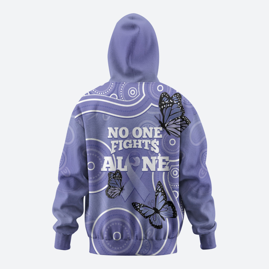 Australia Stomach Cancer Support Zip Hoodie No One Fights Alone Aboriginal Art