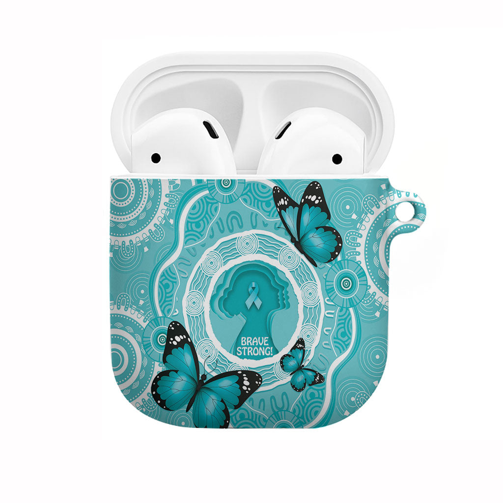 Australia Cervical Cancer Support AirPods Case Brave Strong Butterfly Aboriginal Art