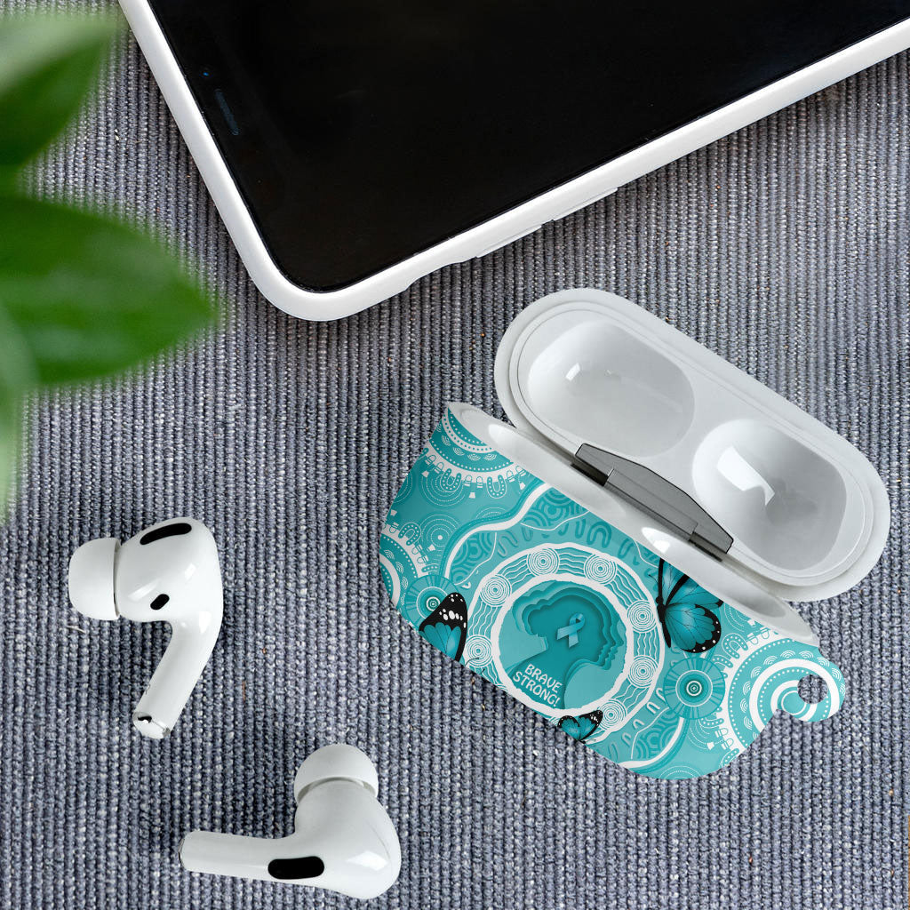 Australia Cervical Cancer Support AirPods Case Brave Strong Butterfly Aboriginal Art