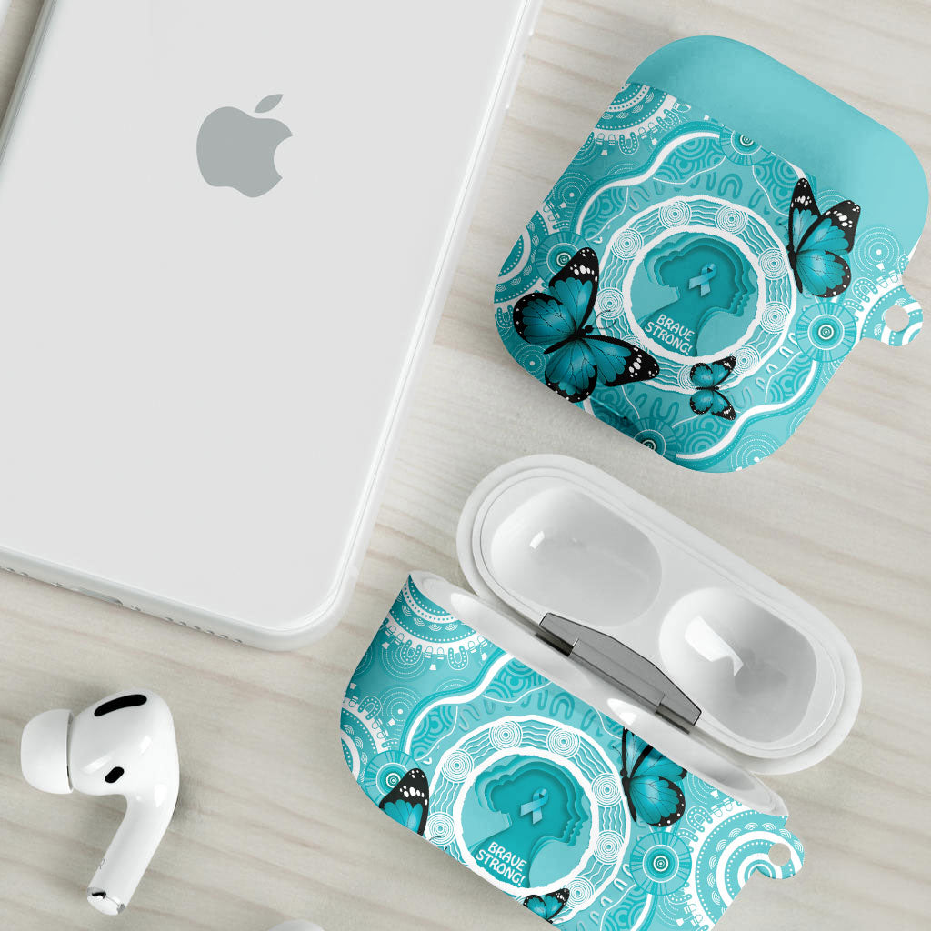 Australia Cervical Cancer Support AirPods Case Brave Strong Butterfly Aboriginal Art