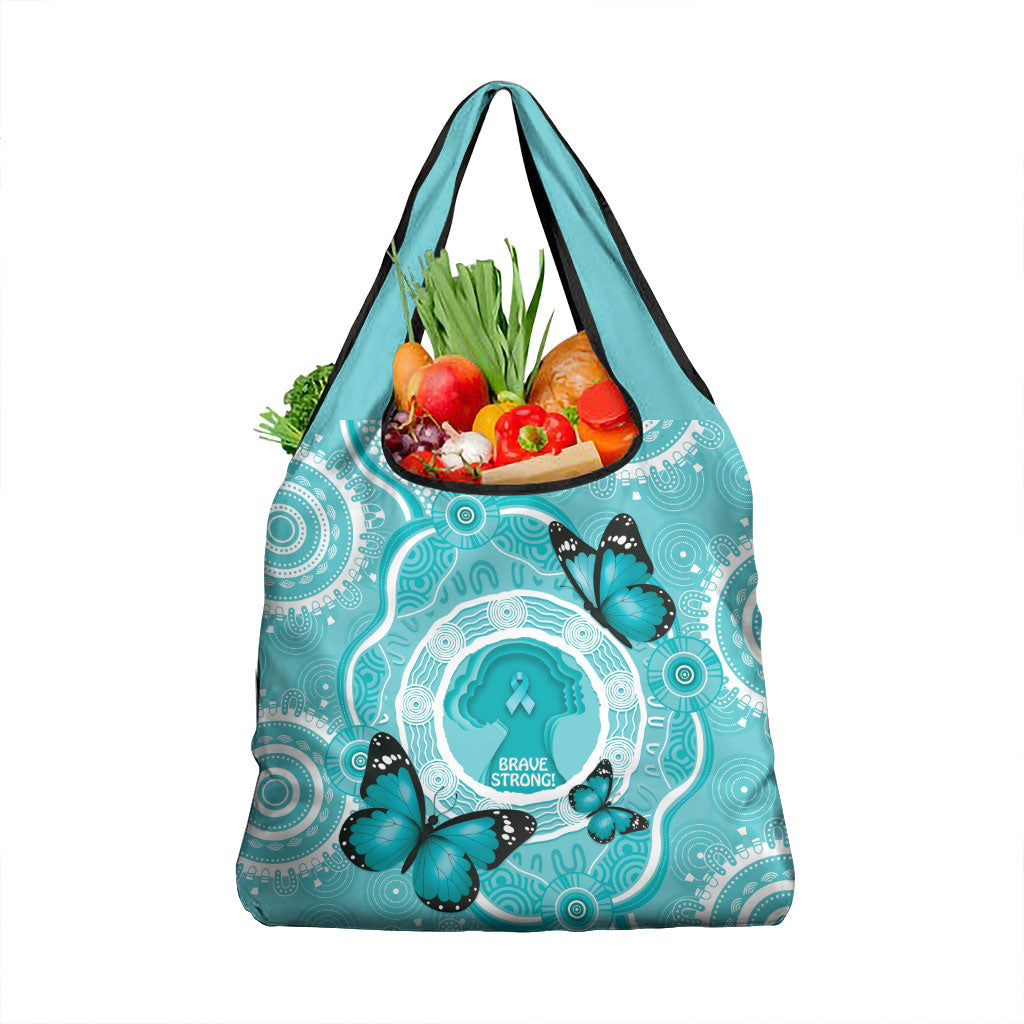 Australia Cervical Cancer Support Grocery Bag Brave Strong Butterfly Aboriginal Art