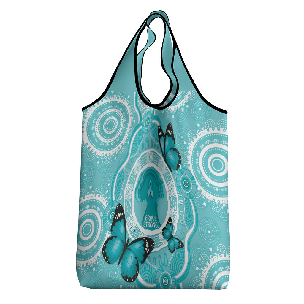 Australia Cervical Cancer Support Grocery Bag Brave Strong Butterfly Aboriginal Art