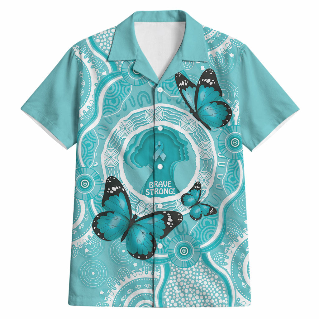 Australia Cervical Cancer Support Hawaiian Shirt Brave Strong Butterfly Aboriginal Art