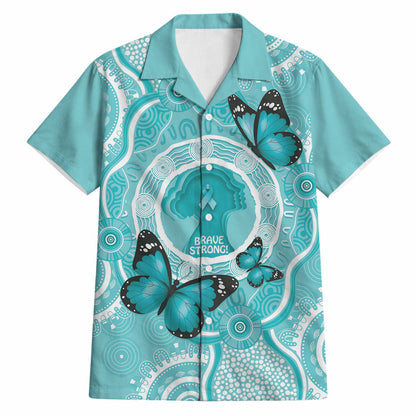 Australia Cervical Cancer Support Hawaiian Shirt Brave Strong Butterfly Aboriginal Art