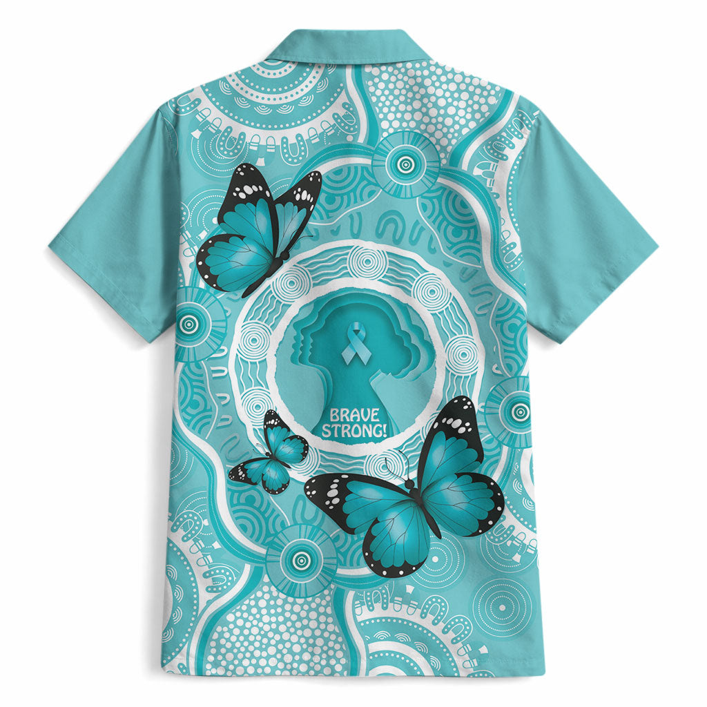 Australia Cervical Cancer Support Hawaiian Shirt Brave Strong Butterfly Aboriginal Art
