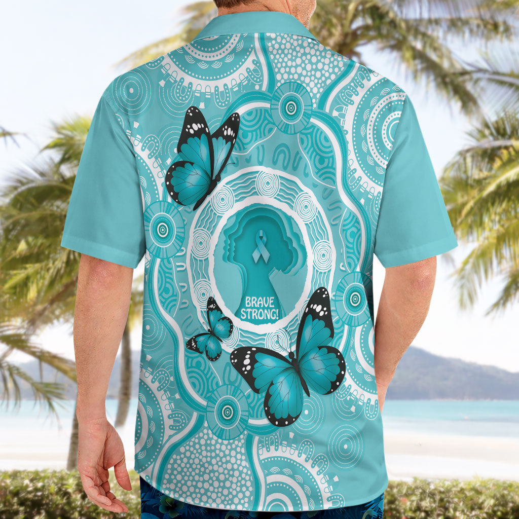 Australia Cervical Cancer Support Hawaiian Shirt Brave Strong Butterfly Aboriginal Art