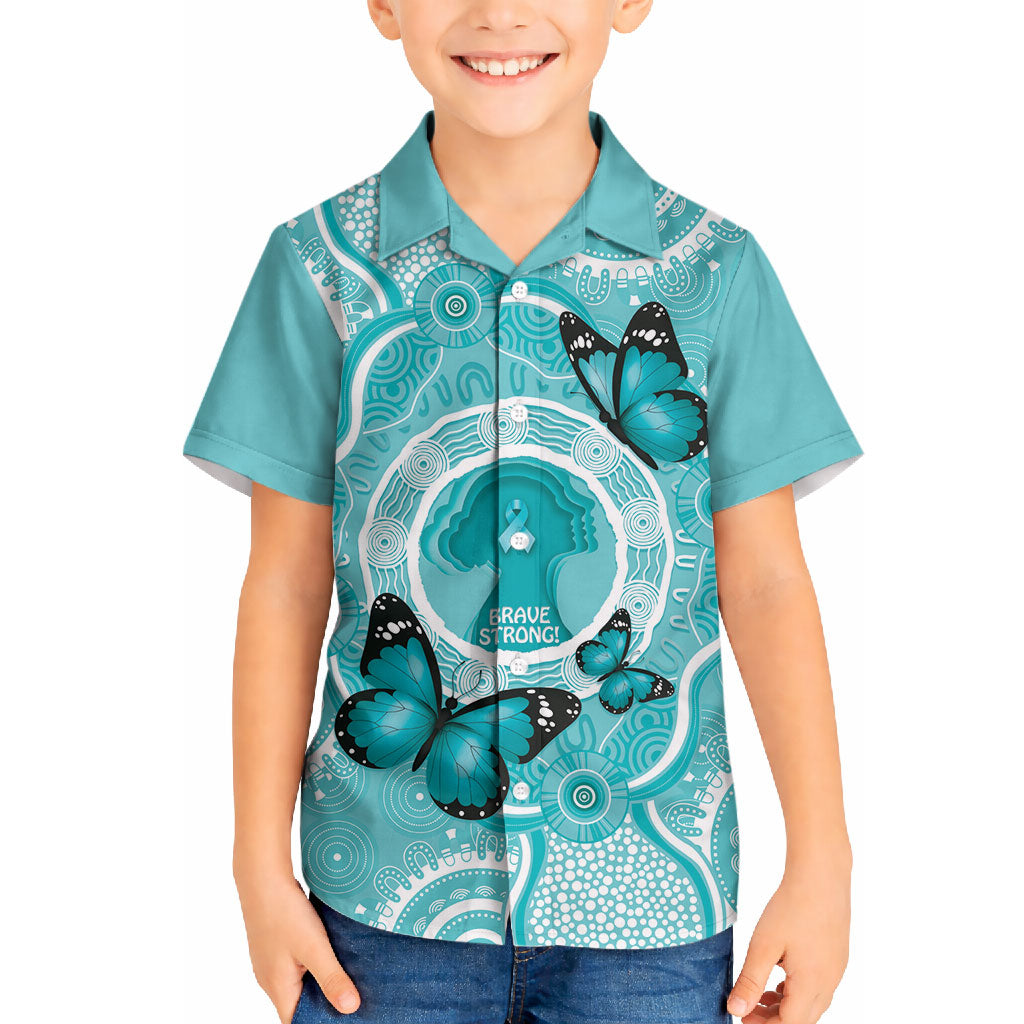Australia Cervical Cancer Support Hawaiian Shirt Brave Strong Butterfly Aboriginal Art