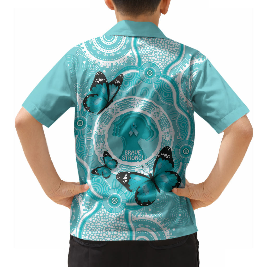 Australia Cervical Cancer Support Hawaiian Shirt Brave Strong Butterfly Aboriginal Art