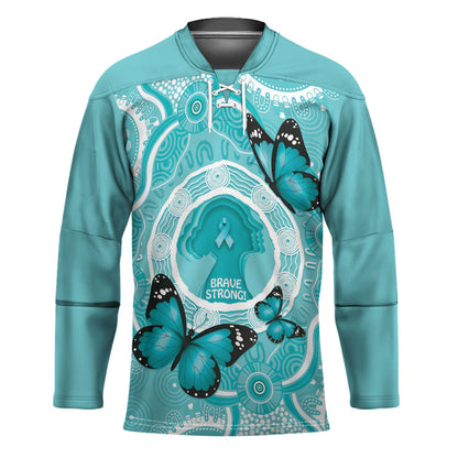Australia Cervical Cancer Support Hockey Jersey Brave Strong Butterfly Aboriginal Art