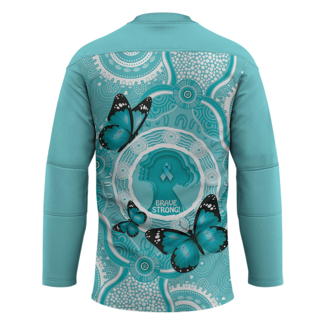 Australia Cervical Cancer Support Hockey Jersey Brave Strong Butterfly Aboriginal Art