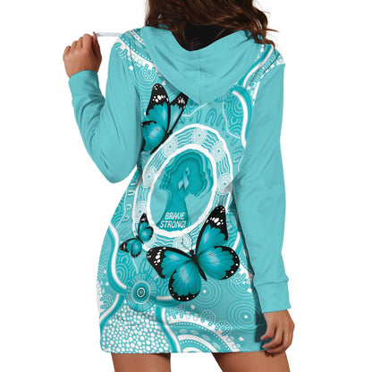 Australia Cervical Cancer Support Hoodie Dress Brave Strong Butterfly Aboriginal Art
