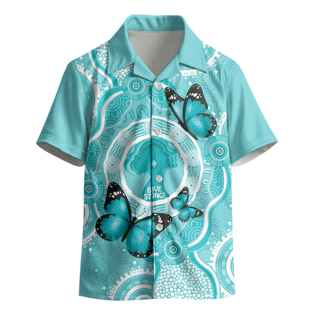 Australia Cervical Cancer Support Kid Hawaiian Shirt Brave Strong Butterfly Aboriginal Art