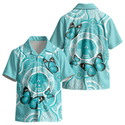 Australia Cervical Cancer Support Kid Hawaiian Shirt Brave Strong Butterfly Aboriginal Art