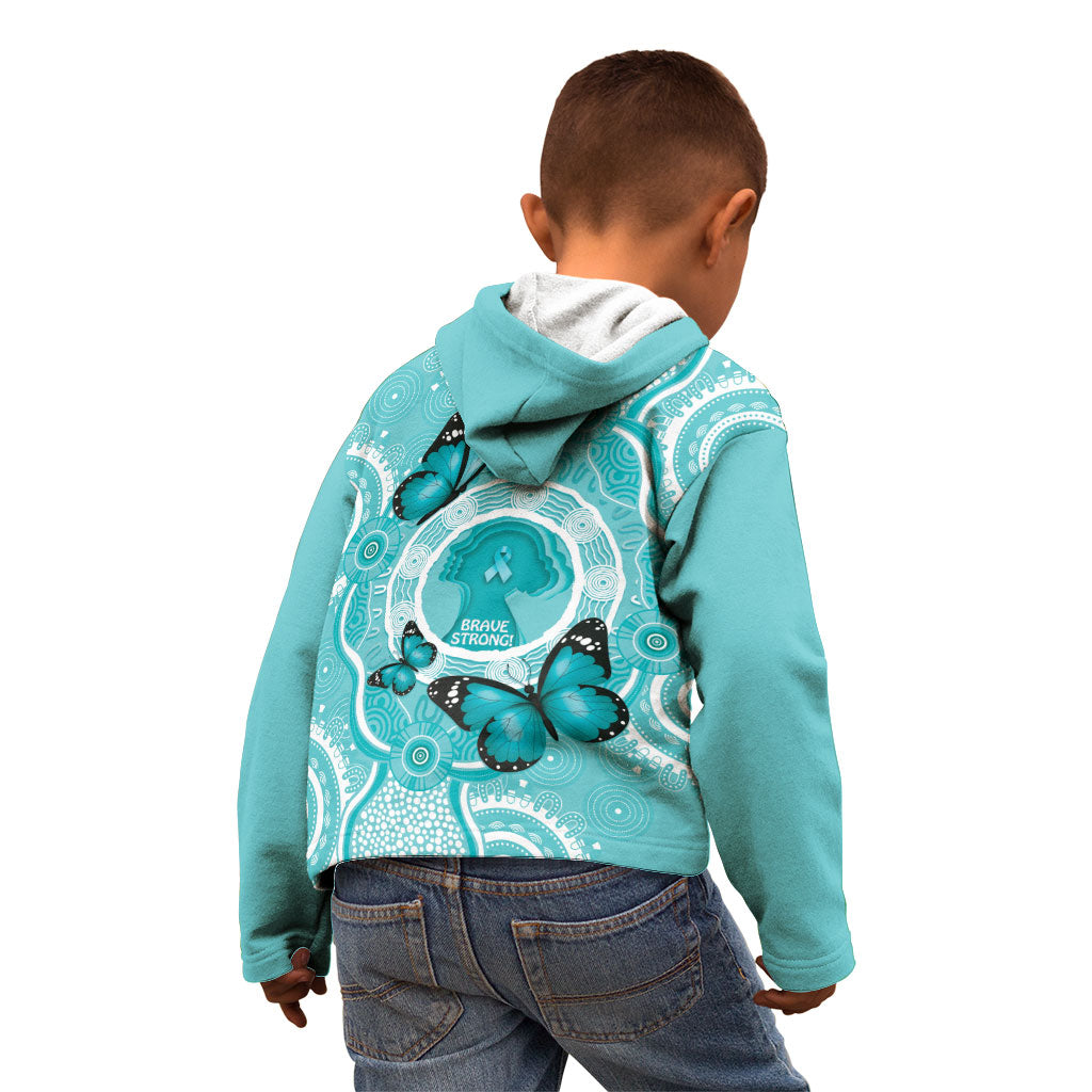 Australia Cervical Cancer Support Kid Hoodie Brave Strong Butterfly Aboriginal Art