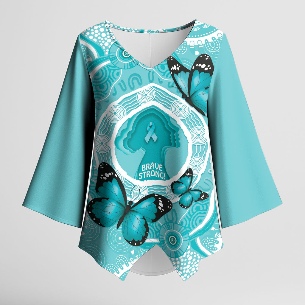 Australia Cervical Cancer Support Kimono Sleeve Blouse Brave Strong Butterfly Aboriginal Art