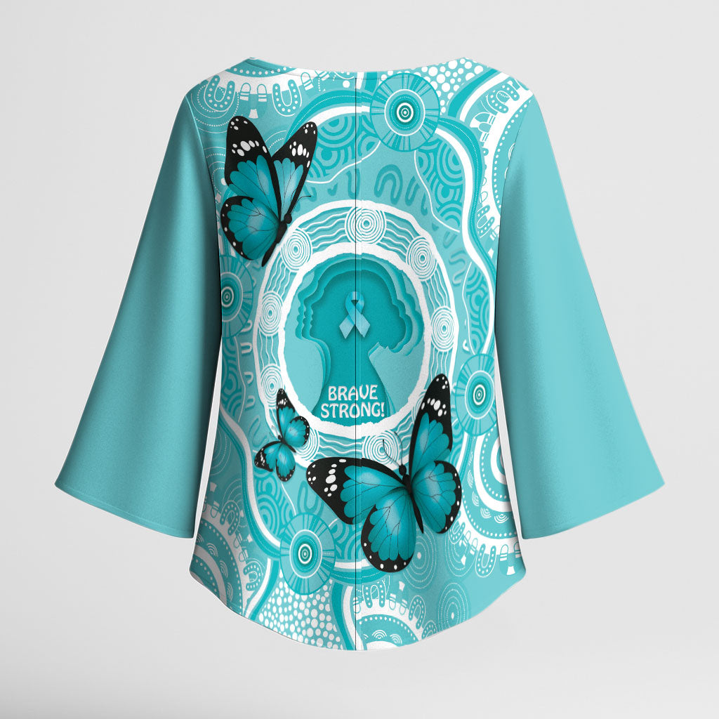 Australia Cervical Cancer Support Kimono Sleeve Blouse Brave Strong Butterfly Aboriginal Art